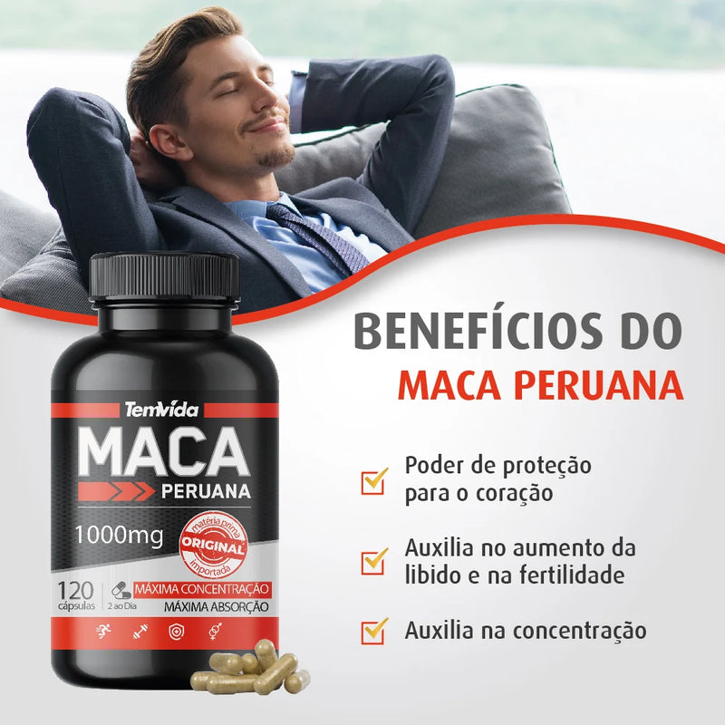 KIT - 02 Maca Peruana 1000mg 240 Cápsulas - Aumento da Energia e Vigor Físico