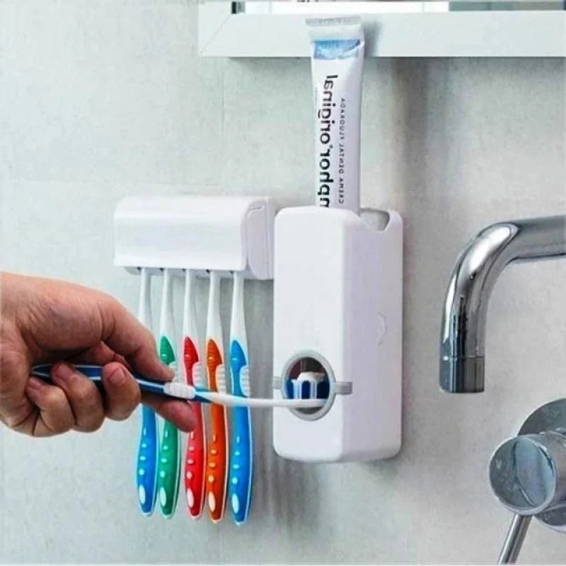 Dispensador e Aplicador de Creme Dental Automático + Suporte para Escovas